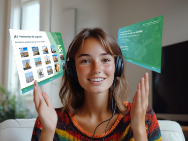 Étudiant portant un casque prenant des cours de langue en ligne avec coLanguage